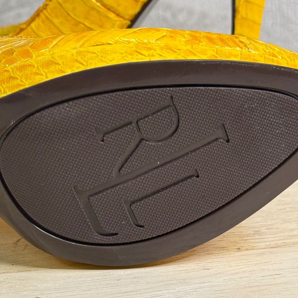 Lauren Ralph Lauren Kailee Yellow Snakeskin Embossed Leather Platform Pumps 5.5B - Picture 10 of 16